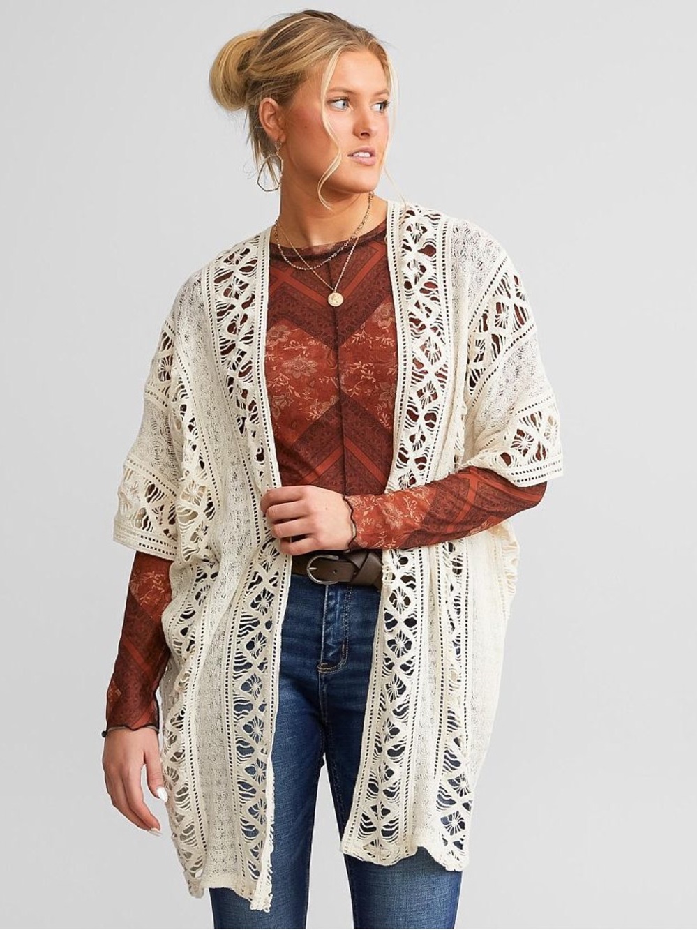 NWT En Creme Crochet Cardigan Sweater